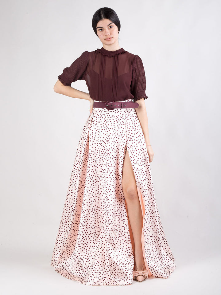 Completo ampia con spacco e camicia trasparente