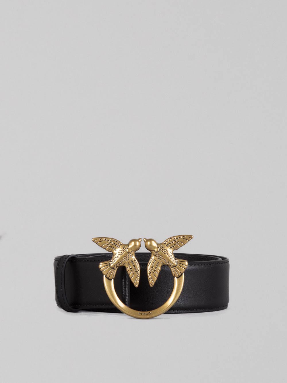 LOVE BERRY BELT IN BLACK SMOOTH LEATHER WITH LOVE BIRDS BUCKLE