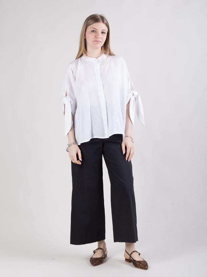 Camicia manica corta con nastri da annodare