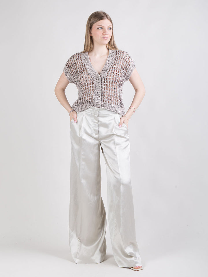 Pantalone ampio in raso lucido
