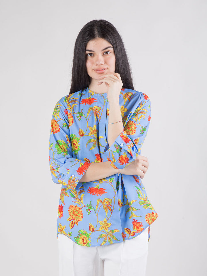 Camicia comfort fit floreale in popeline di cotone