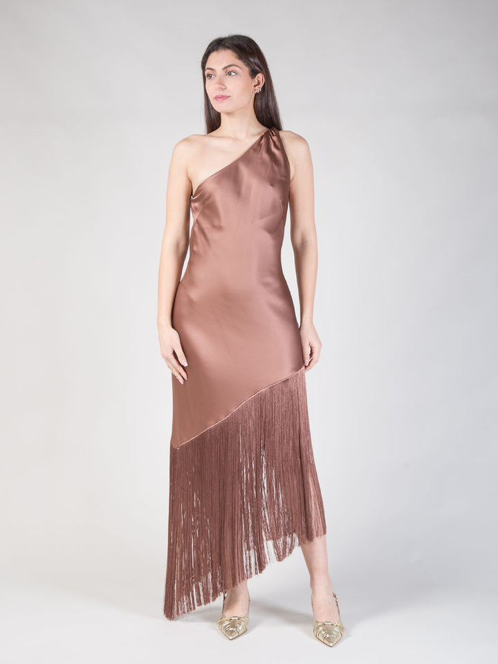 Abito monospalla con frange