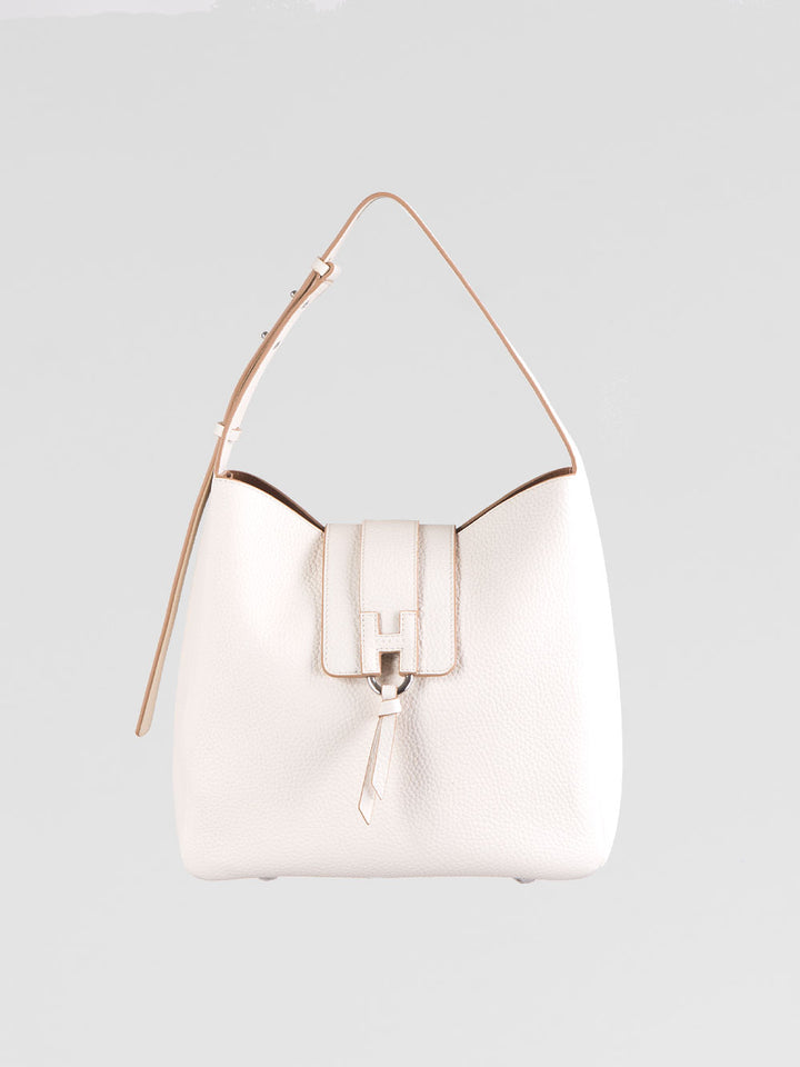Borsa hobo verticale in pelle martellata