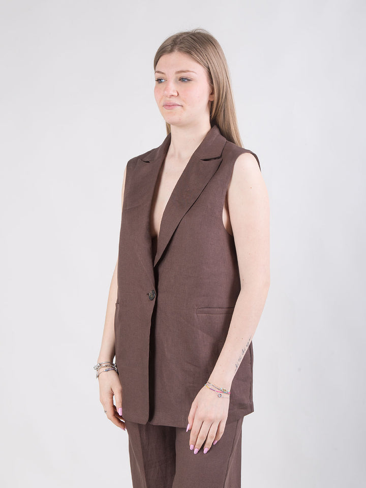 Gilet lungo in lino
