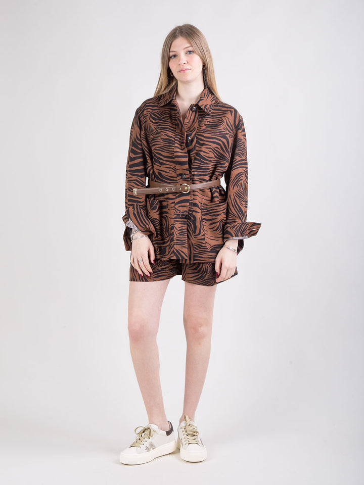 Camicia a maniche lunghe con stampa animalier