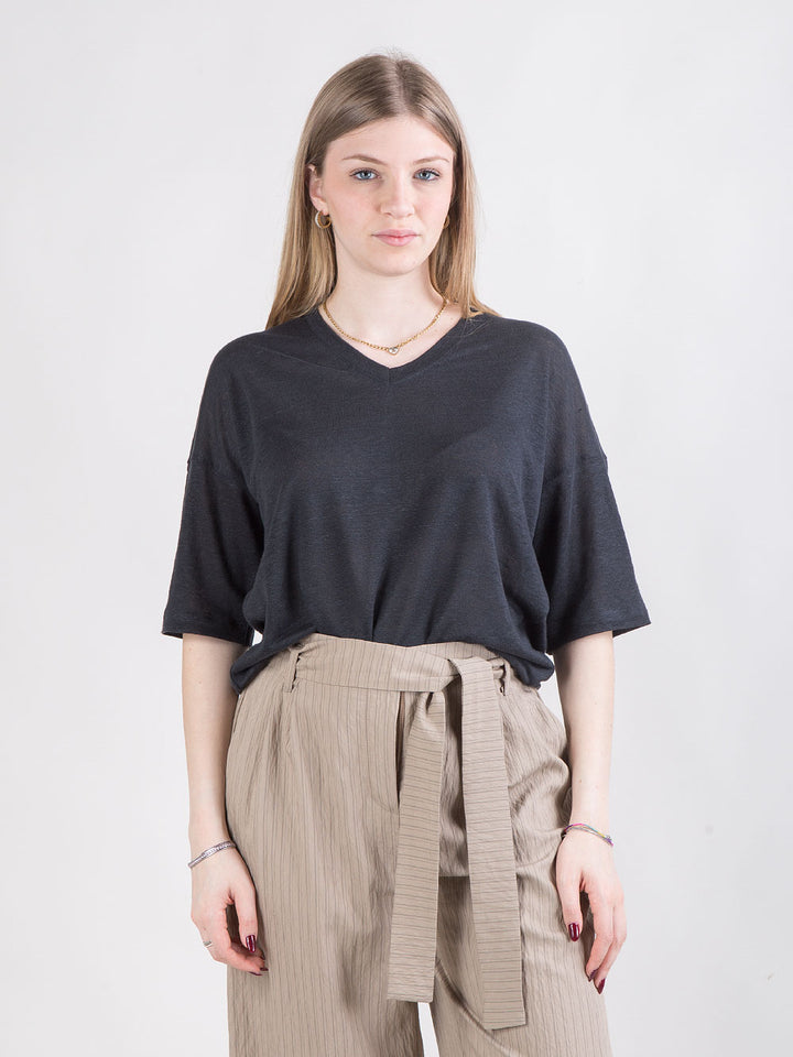 T-shirt ampia in lino
