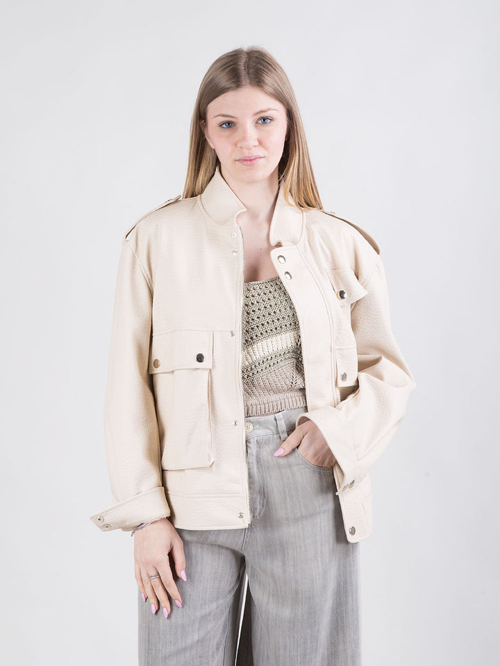Bomber in eco pelle martellata