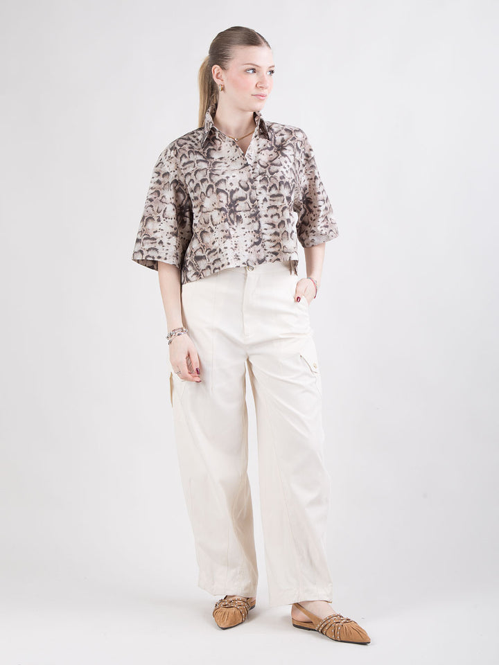 Camicia cropped stampa snake