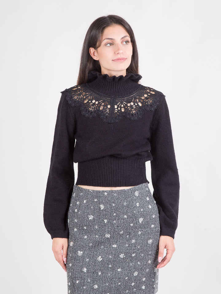 MAGLIA INSERTO CON COLLO IN PIZZO