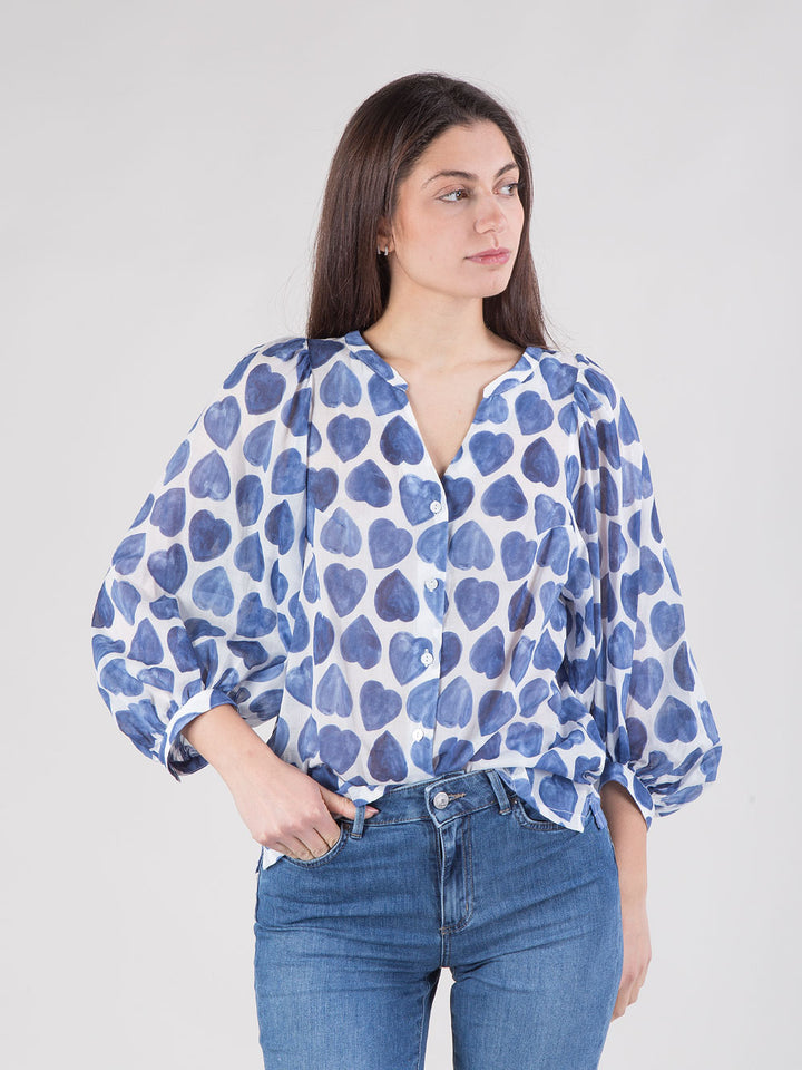 Camicia con maniche a sbuffo