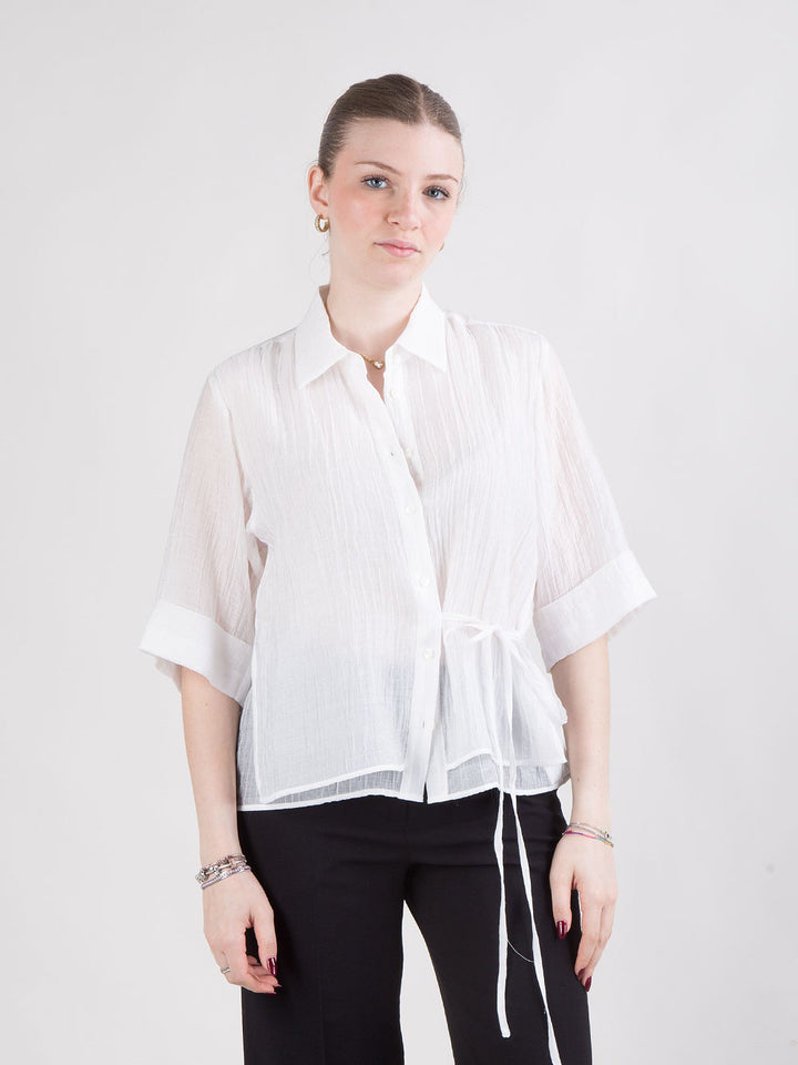 Camicia ampia in doppio tessuto stropicciato