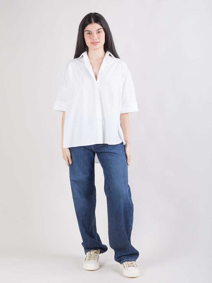 Camicia comfort fit in popeline di cotone stretch
