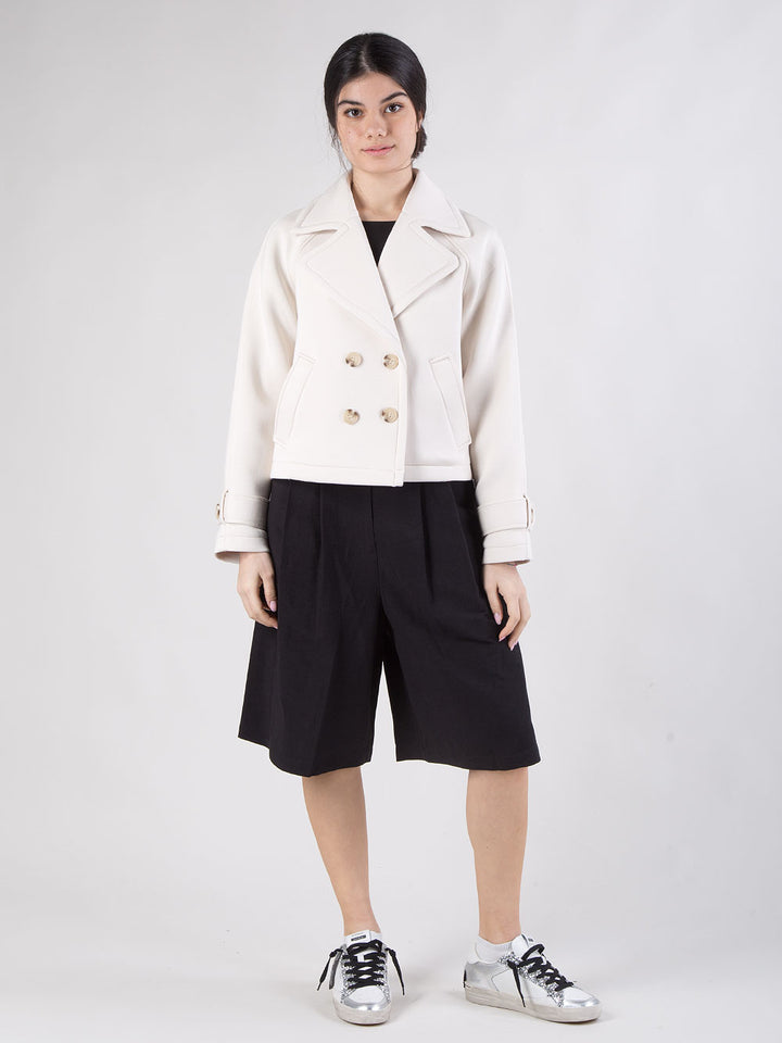 Giacca doppiopetto corta in neoprene