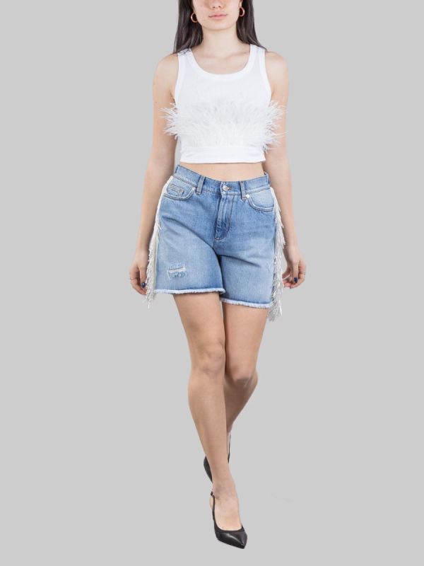 SHORTS IN DENIM CARLIE CON FRANGE IN PERLINE