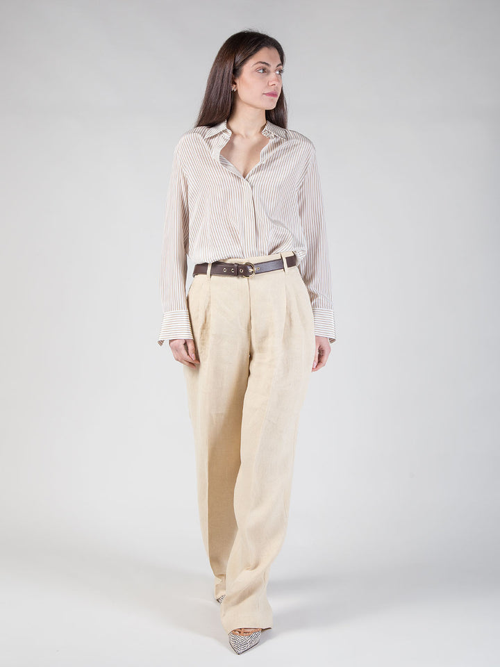 Pantalone wide leg in lino