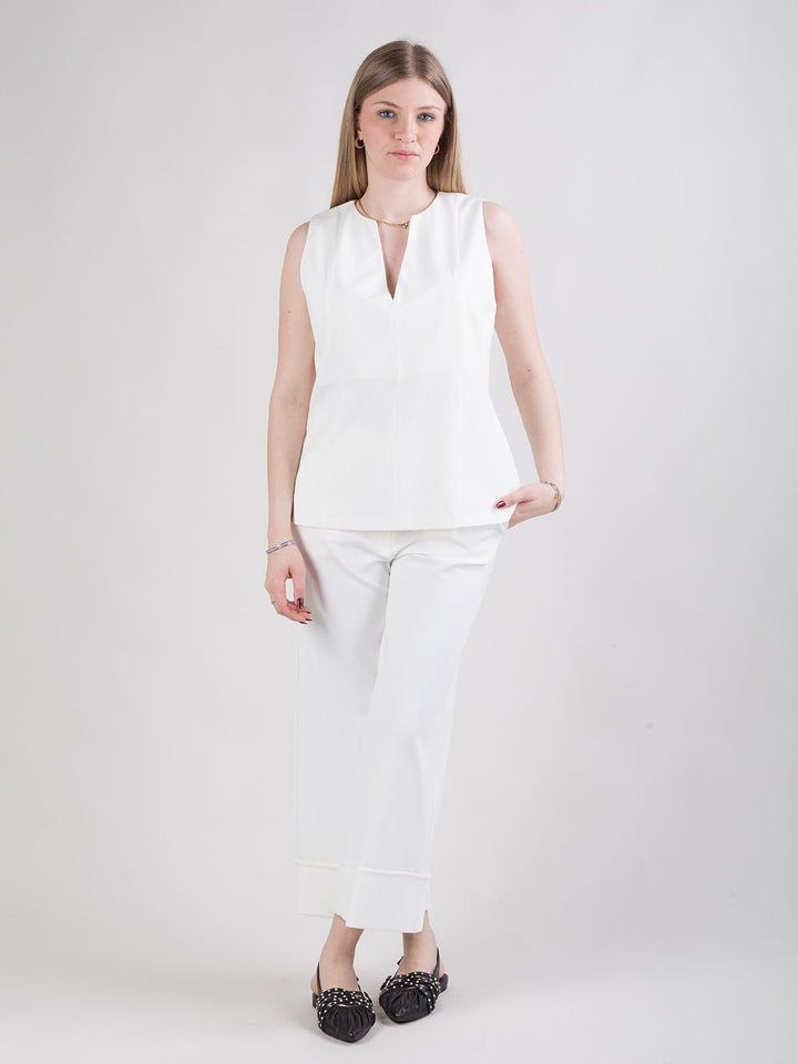 Pantalone bianco con risvolto alto
