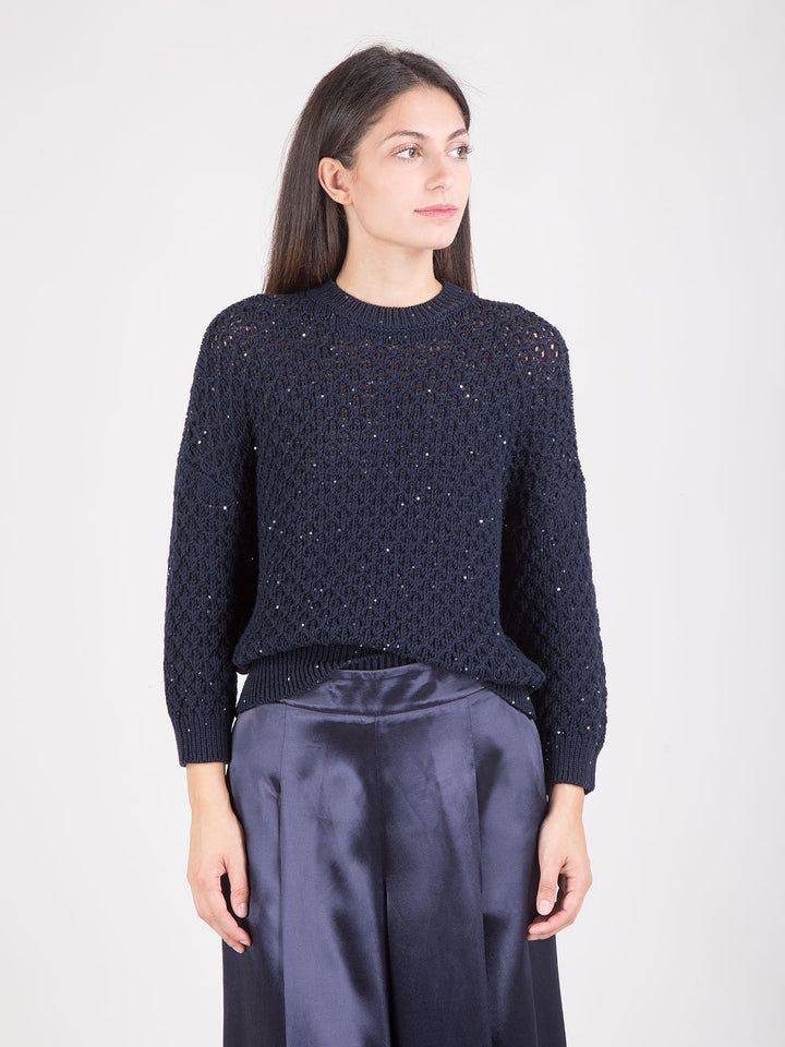 Maglia giro paillettes