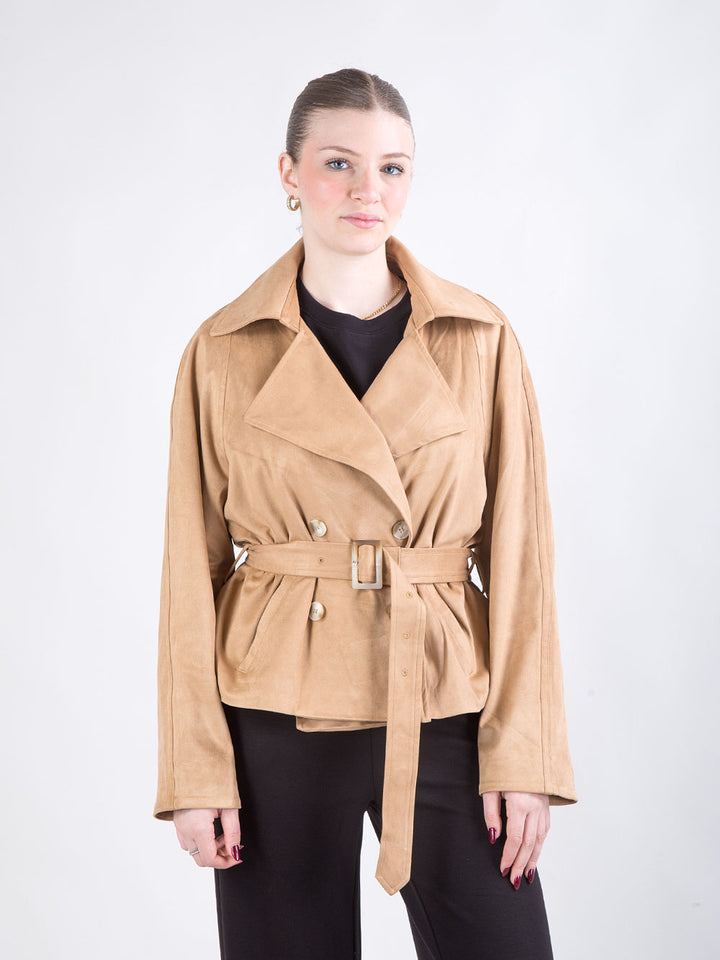Giacca Kimora effetto suede con cintura