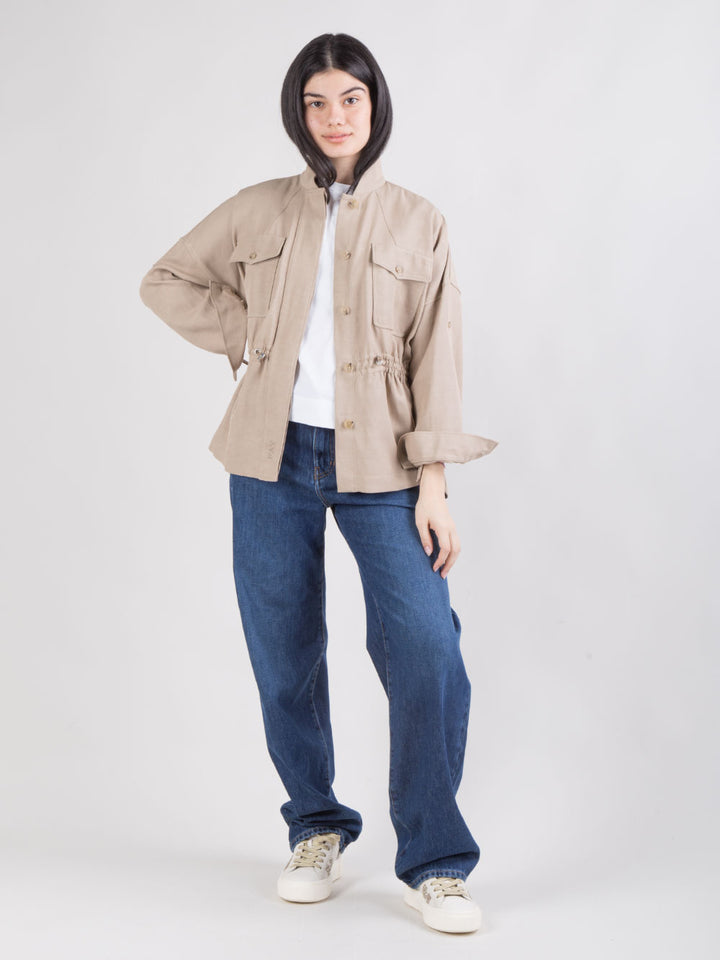 Overshirt in viscosa e lino délavé