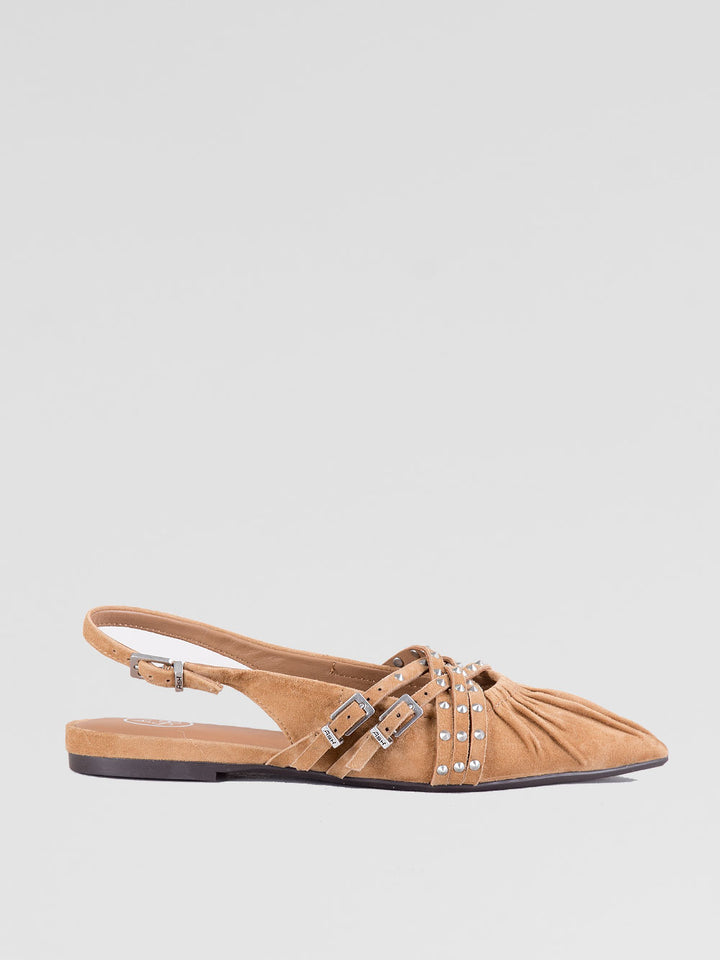 Ballerina flat a punta con borchie argento