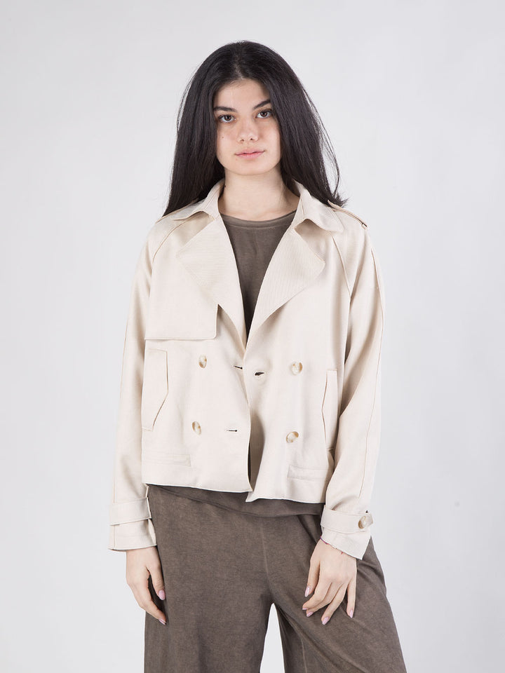 Trench doppiopetto in eco suede