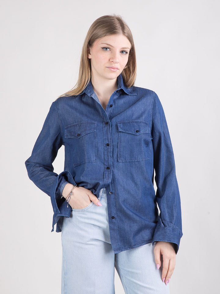 Camicia in denim con tasche frontali