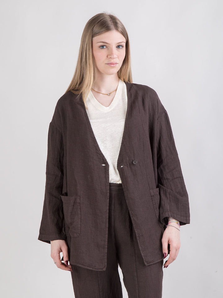 Blusa incrociata in lino