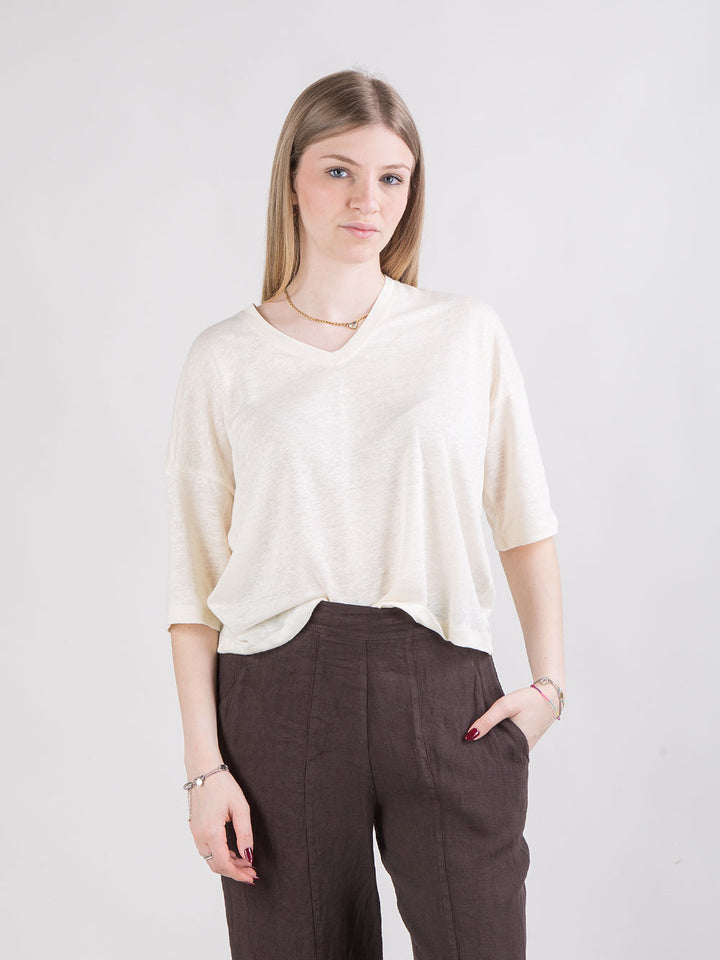 T-shirt ampia in lino