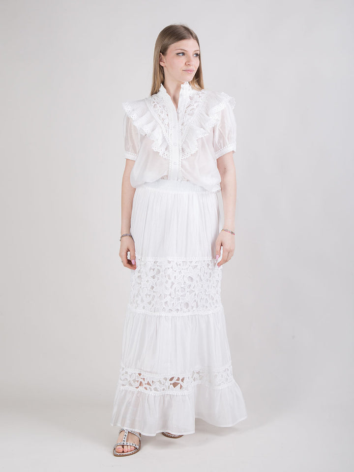 Completo in pizzo bianco