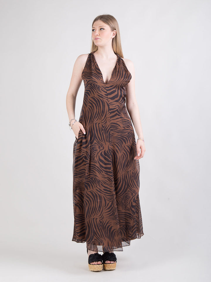 Abito lungo in chiffon di seta