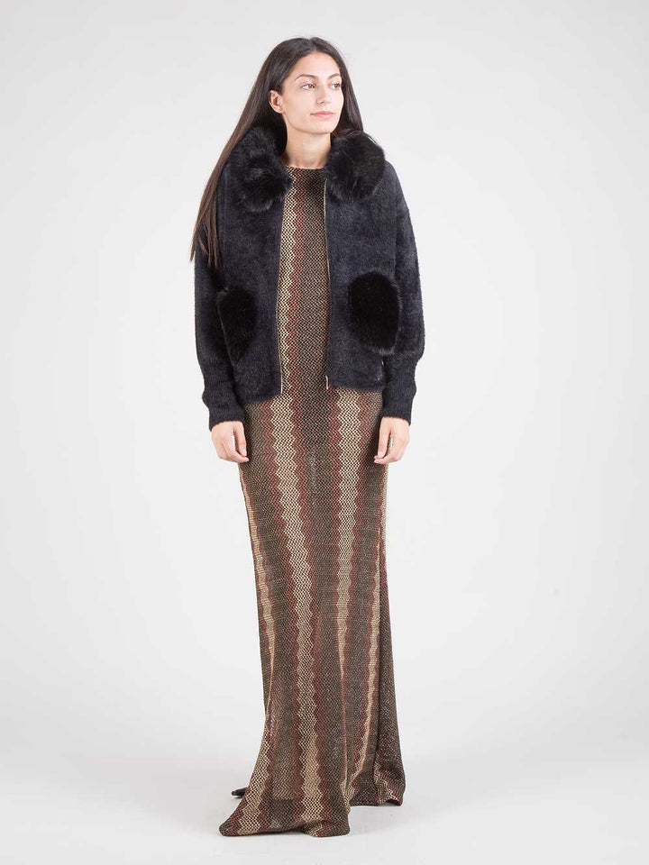 Cardigan con ecopelliccia