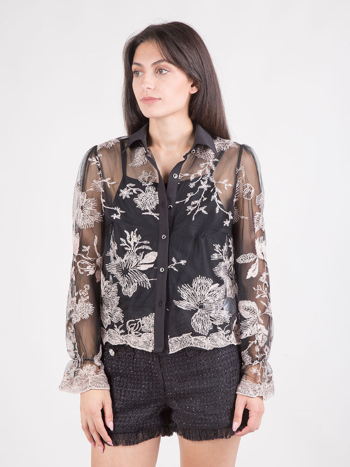 CAMICIA IN TULLE RICAMATA