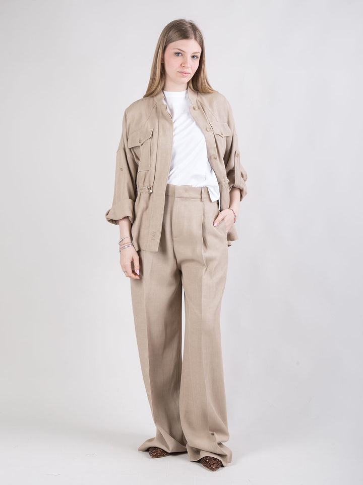 Pantalone classico in gabardina effetto washed
