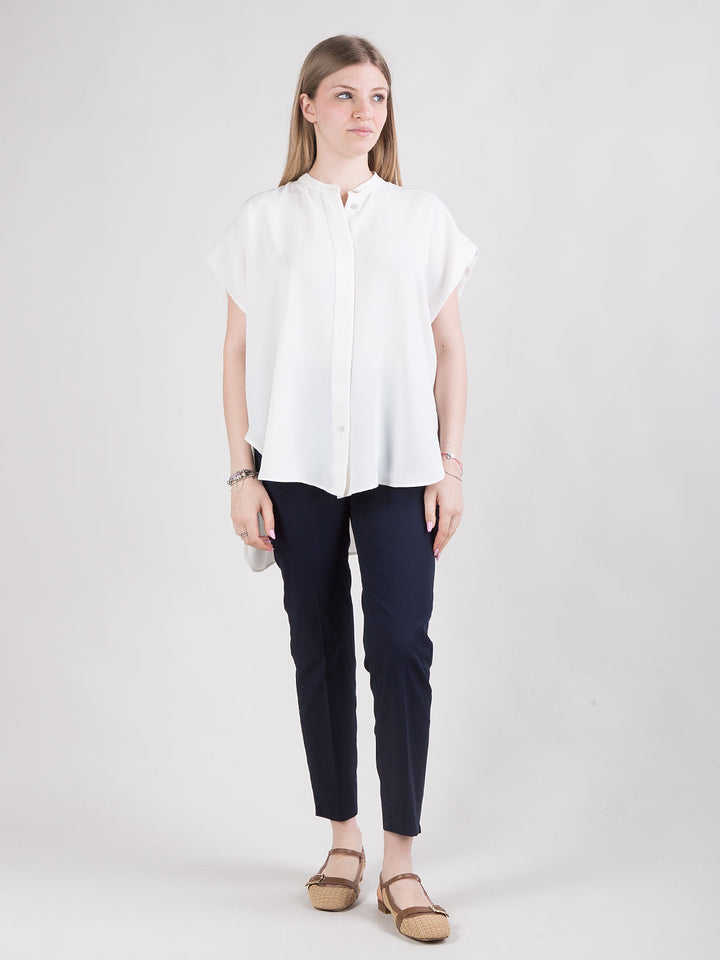 Top in cady fluido con colletto alla coreana