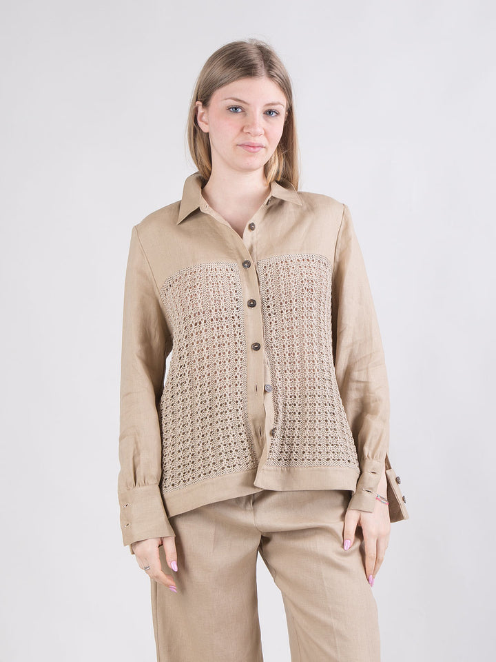 Camicia in lino e cotone crochet