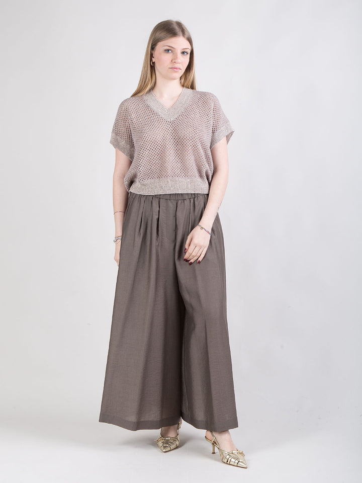 Pantalone svasato con elastico in vita