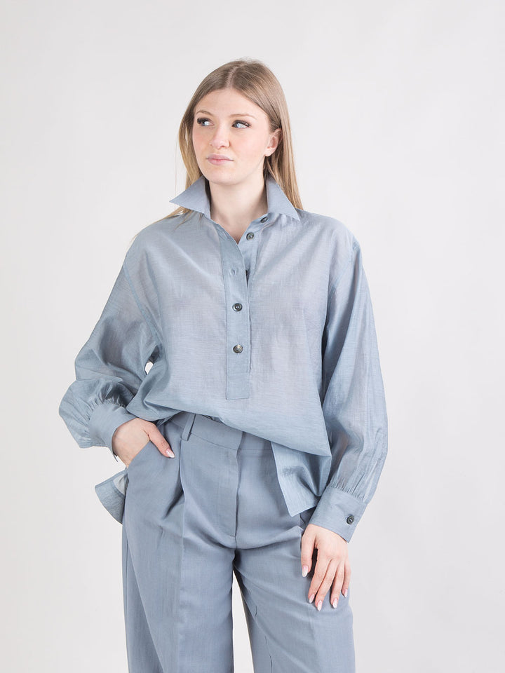 Camicia over con abbottonatura a polo