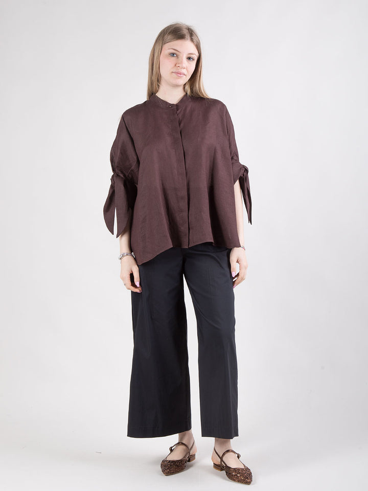 Camicia manica corta con nastri da annodare