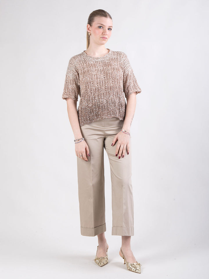 Pantalone palazzo in rasatello di cotone