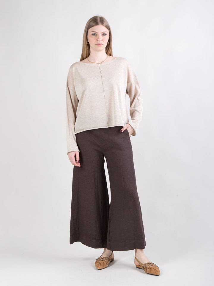 Pantalone cropped in lino