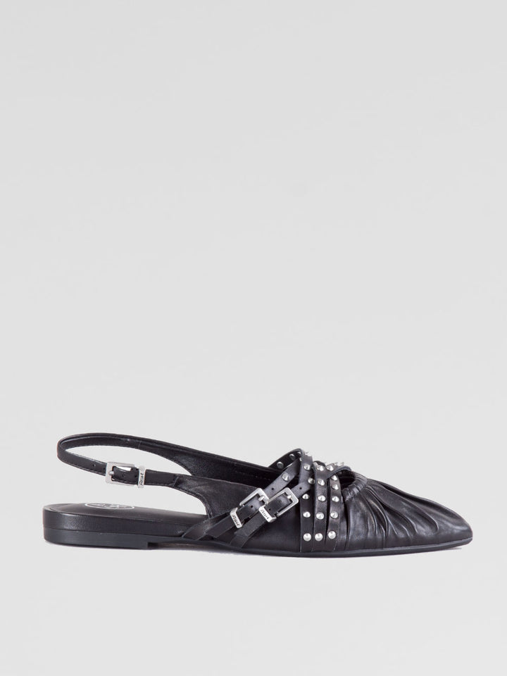 Ballerina flat a punta con borchie argento