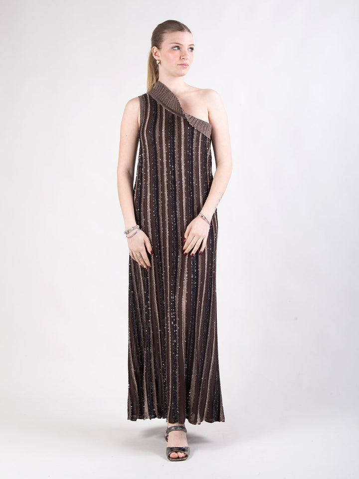 Abito lungo in maglieria effetto gioiello con paillettes