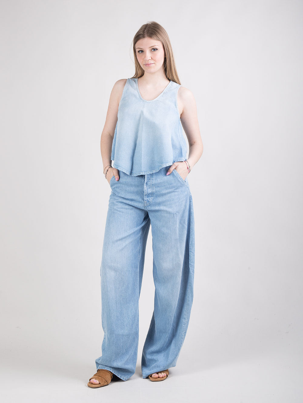 Top cropped in denim
