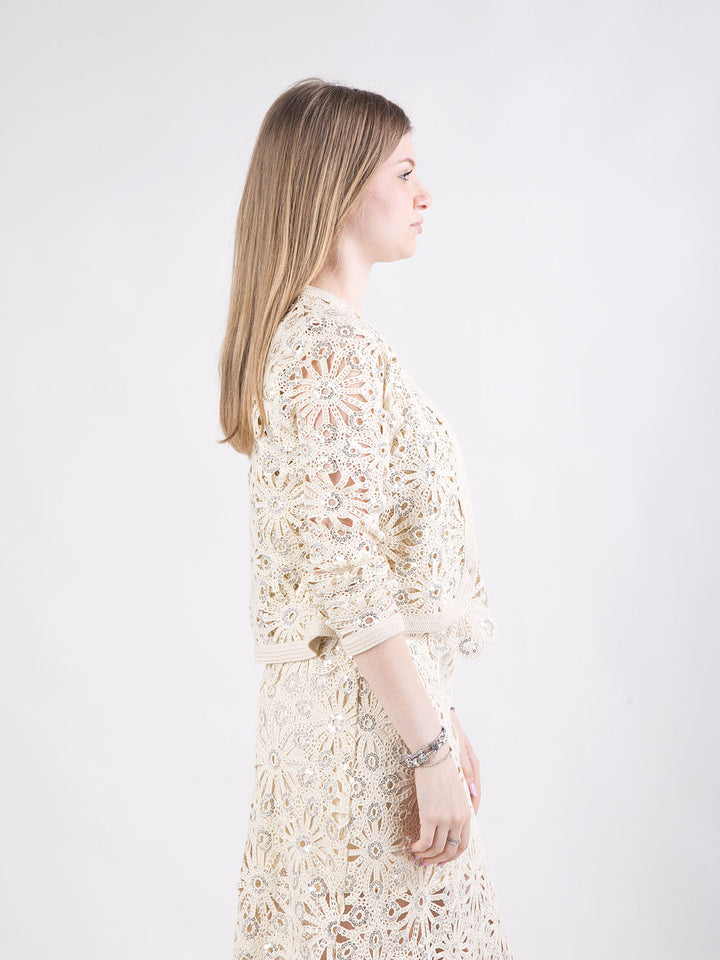 Cardigan crochet con paillettes