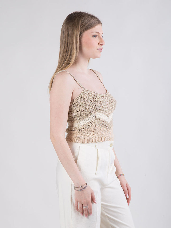 Top corto crochet con lurex