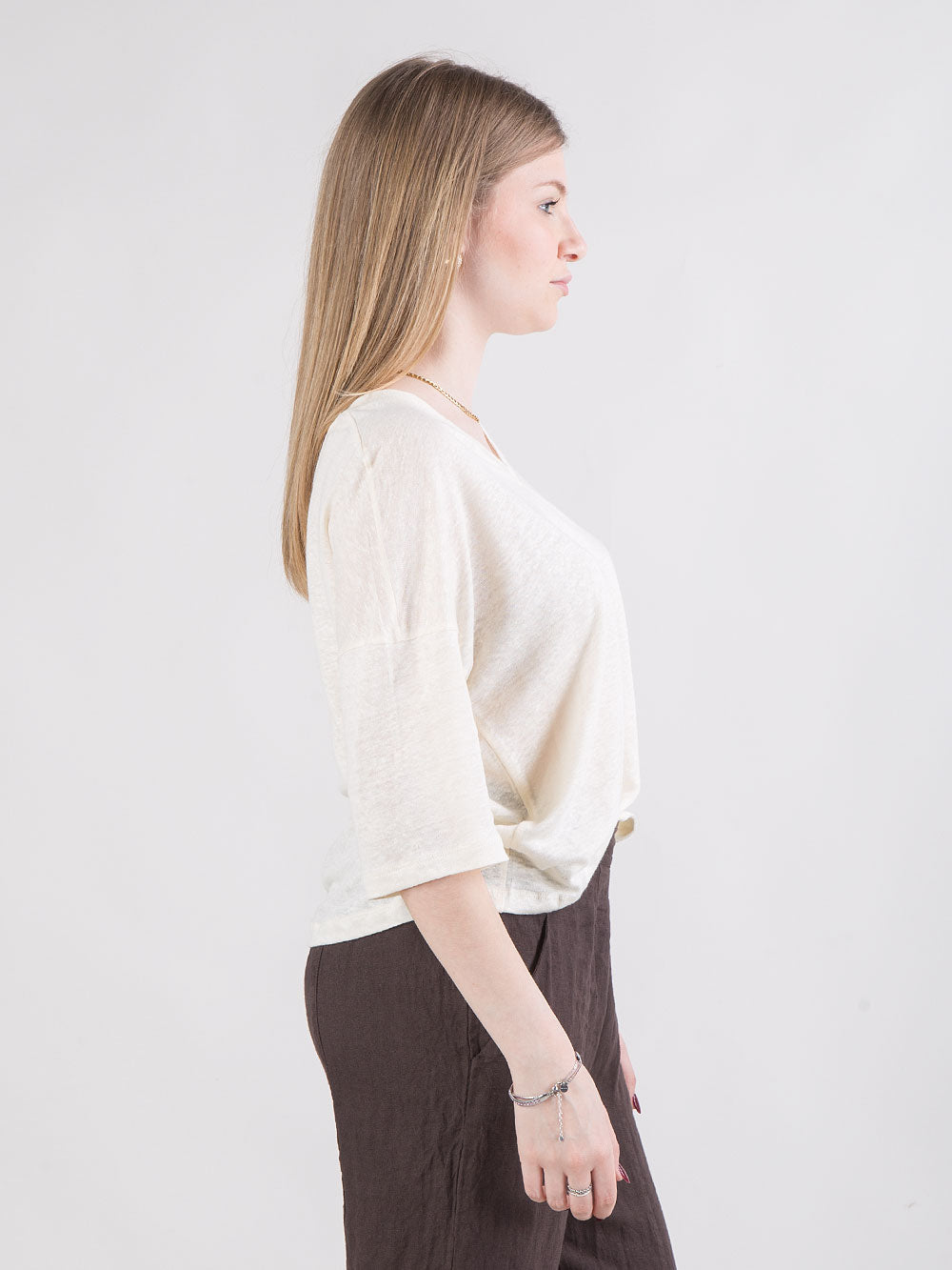 T-shirt ampia in lino