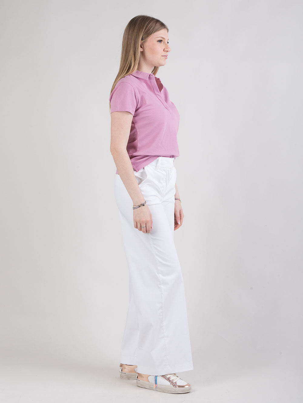 Pantalone chino a palazzo in gabardine