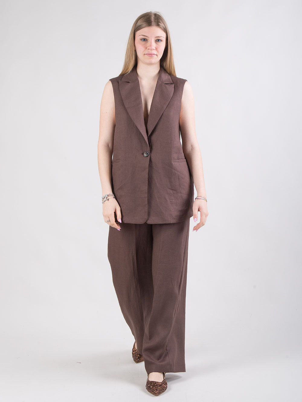 Pantalone palazzo in lino
