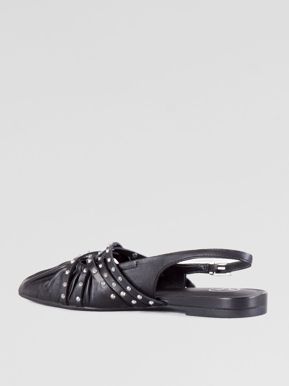 Ballerina flat a punta con borchie argento