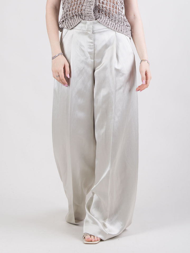 Pantalone ampio in raso lucido